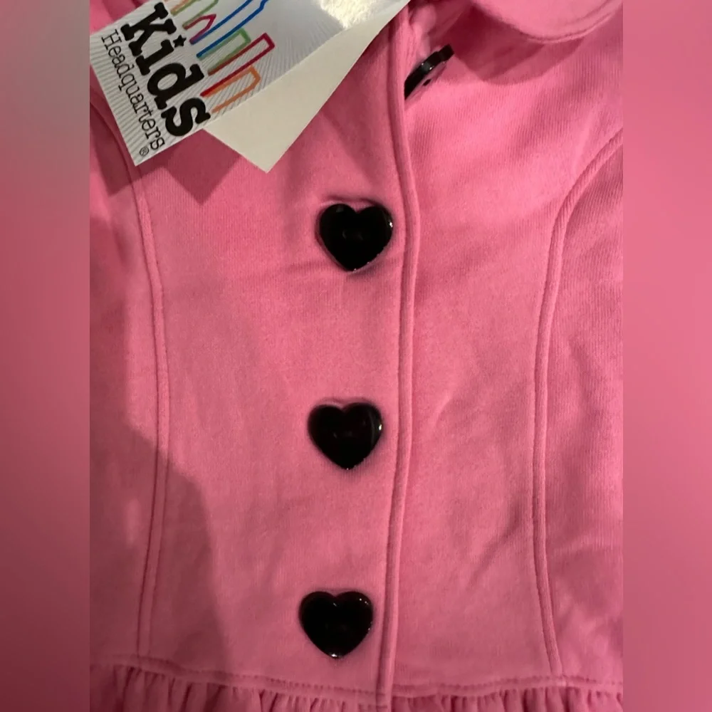 Adorable Pink 3T Girls Peplum Jacket with Heart Buttons